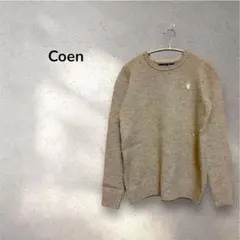 Coenコーエン ＊ニット　セーター　刺繍入り　ラムウール100% ベージュ　M