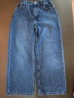 ユニクロ　青いデニム ワイドパンツ　130センチ