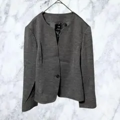 H77 23区 ノーカラージャケット 38 M グレー ウール 卒業式 入学式