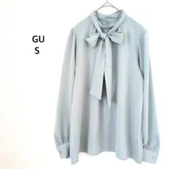 GU ジーユー◉ボウタイブラウス S ミントブルー 長袖 2WAY オフィスのサムネイル