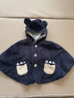 70 80 ベビー　ポンチョ　ケープ　くま耳