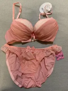 B65M グラナティス　花柄刺繍×レース　ブラ＆ショーツセット　ピンク