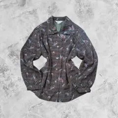 ヴィンテージ 総柄シャツ ペイズリー 花柄 チェック レトロ 長袖