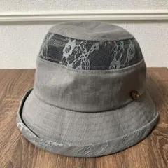 レースデザイン グレー バケットハット S
