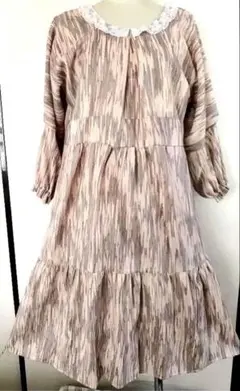 紬の着物リメイク シルクワンピース ハンドメイド