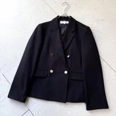 美品 ロペピクニック ウールライクサージ金ボタンジャケット 紺ブレ M ネイビー