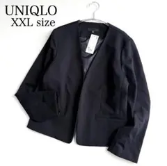 新品✨ユニクロ✨大きめサイズ　ポンチノーカラージャケット（XXL）ブラック