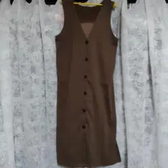 ブラウン ノースリーブ ロングワンピース