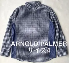 ARNOLD PALMERギンガムチェックシャツネイビー青 切り替えサイズ4のサムネイル