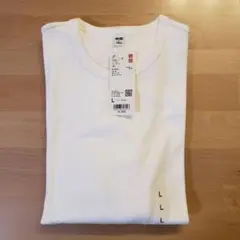 UNIQLO　ソフトリブクルーネックT　長袖　L　ホワイト