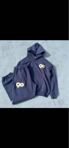9090 ネイビーパーカー M 上のみ 9090 パーカー Navy 90 Logo Original Hoodie - メルカリ