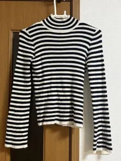 ボーダー柄フレアスリーブリブニットトップス［k9086b］GRL