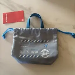 紀伊國屋 羽田空港限定 スイーツバッグ 巾着 青