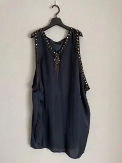 ジーナシス　ノースリーブビーズ装飾チュニック