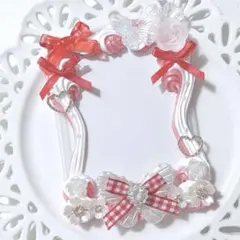 トレカケース ホイップデコ 推し活 白 赤 レッド リボン No.206