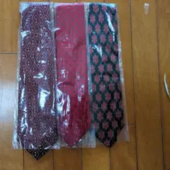 赤系 幾何学模様 ドット ネクタイセット　新品未使用