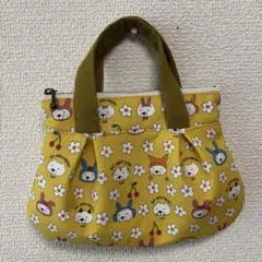 ☆ハンドメイド☆持ち手付きフラットポーチ　コットンこばやし　うさねこ