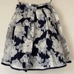フラワープリント フレアスカート ネイビー　41