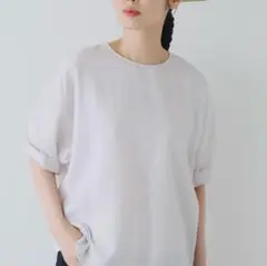 北欧、暮らしの道具店　きれい色のTシャツブラウス　ペールグレー