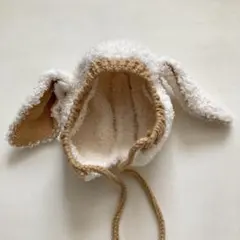 耳付き帽子 うさ耳 うさぎ ホワイトとブラウン