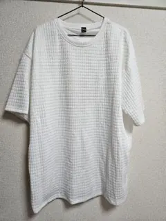 白 ワッフル生地 半袖 Tシャツ
