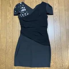 レディース ビジュー付き ミニドレス ブラック