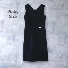 【ピンキーガールズ】 ノースリーブ ワンピース ドレス 黒 膝丈 Sのサムネイル