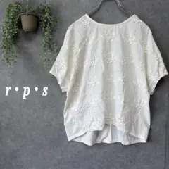 r.p.s アールピーエス 花柄刺繍 カットソー シャツ 半袖【M】ホワイトのサムネイル