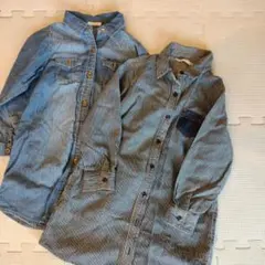 デニムシャツ　110 petits GU 2枚セット ストライプ 長袖シャツ