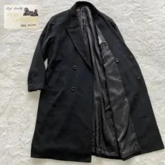 極上の逸品 カシミヤ100% マキシ丈 ダブル チェスターコート ブラック L