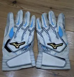 Mizuno バッティング用手袋 ホワイト/ブルー