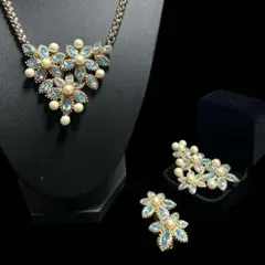 Diorディオール フラワーモチーフ ネックレス イヤリング ブローチ3点セット