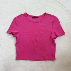 ZARA 【M】 ピンク Tシャツ クロップド 短め ザラ