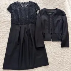 美品 Lサイズ セレモニースーツ セットアップ ワンピース レース ママスーツ