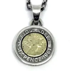 【AQUA SILVER】幸せの６ペンスコイン 45cm SILVER 真鍮