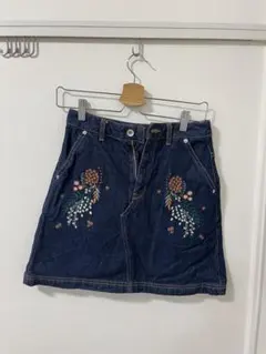 【美品】alicia PAGEBOY 刺繍台形デニムミニスカート S