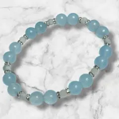 173 天然石　パワーストーン　ブレスレット　アクアマリン　お守り　女性M