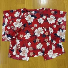 ZARA BASIC 花柄 半袖ブラウス レッド Sサイズのサムネイル