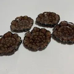 菊花木　天然木　茶托　5客　台湾に自生する珍しい樹木、断面が菊花模様のサムネイル