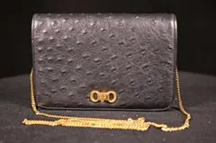 美品 濱野ハマノオーストリッチ サンピエトロ チェーンショルダー