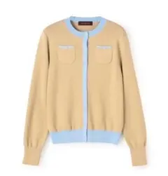 CABaN コットンカシミヤ バイカラークルーネックカーディガン