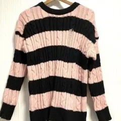 ダメージセーター　レディース　セーター　ストライプ　ニットセーター　ボーダー