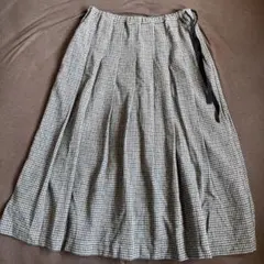 千鳥格子ロングスカート グリーン系