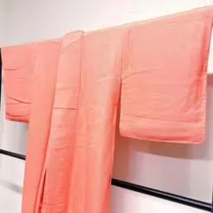 色無地　一つ紋　ちりめん　縫い紋　氷割れ地紋　着物　113tz