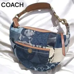 美品★COACH★コーチ★ハンドバッグ★シグネチャー★パッチワーク★デニム