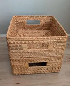 無印良品 重なるラタン角型バスケット・中 2個セット