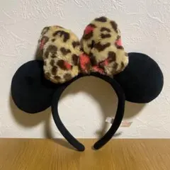 ディズニーリゾート　リボン　ヒョウ柄　カチューシャ　ミニーマウス