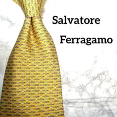 サルヴァトーレフェラガモ ネクタイ イエロー 黄色 魚柄 シルク