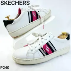 スケッチャーズ　25cm GOLDIE−FLY　3色ストライプ　ホワイト　レザー