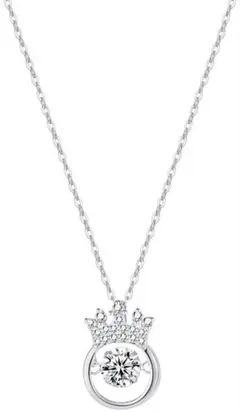 王冠デザイン シルバーネックレス クリスタル付き